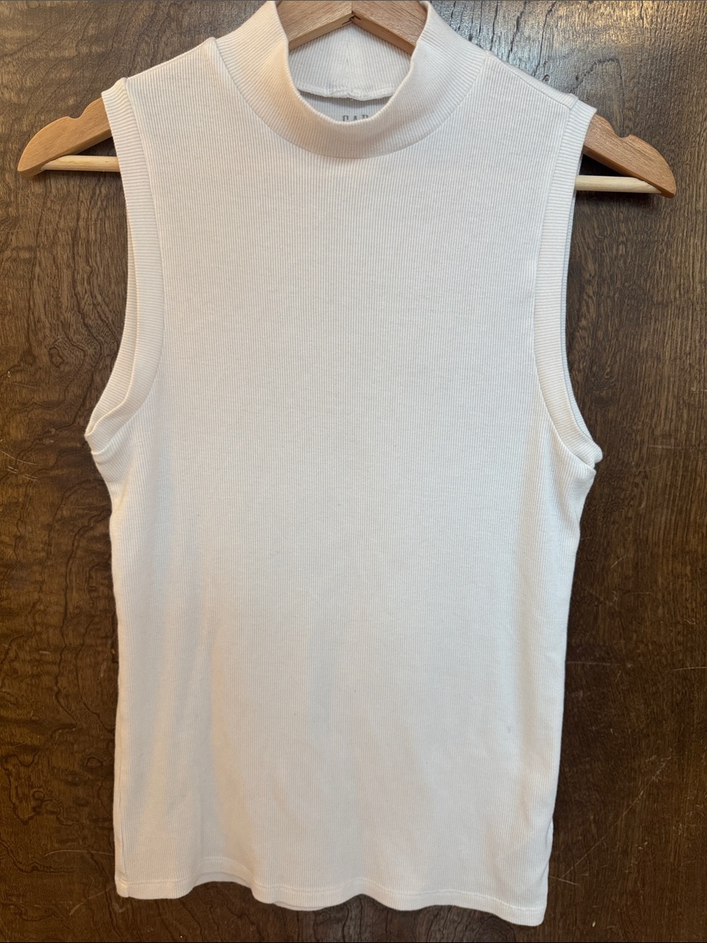 GAP Cream Ribbed Mock Neck Sleeveless Tank